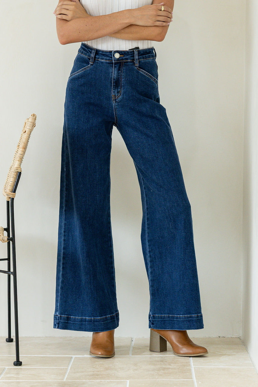 Simone Wide Leg Jean Dark Blue