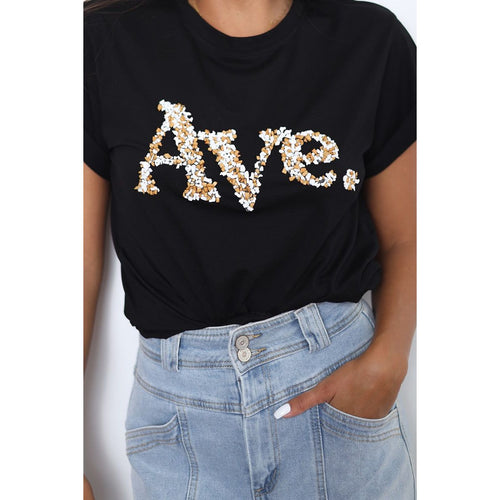 Ave The Label Tee Tan/White