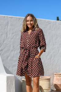 Emmalee Spot Dress Chocolate/White