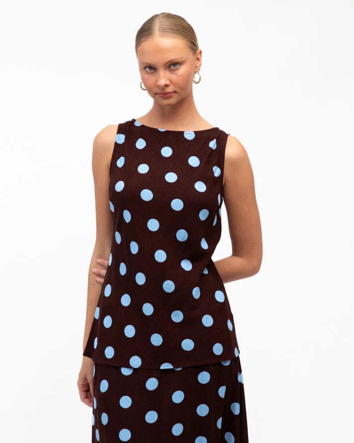 Sabrina Top Chocolate/ Blue
