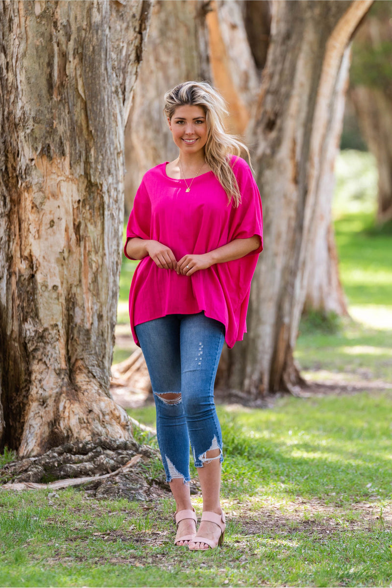 Faven Drape Top Magenta