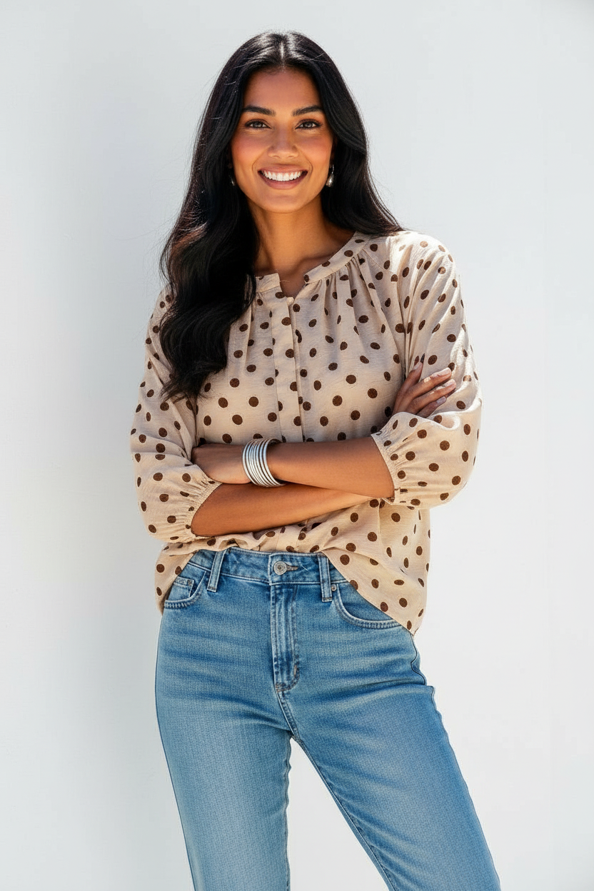 Malta Polka Dot Top Latte/Chocolate