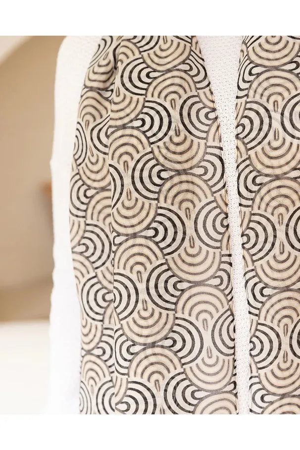 Geo Tassel Scarf Beige