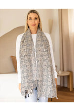 Geo Tassel Scarf Beige