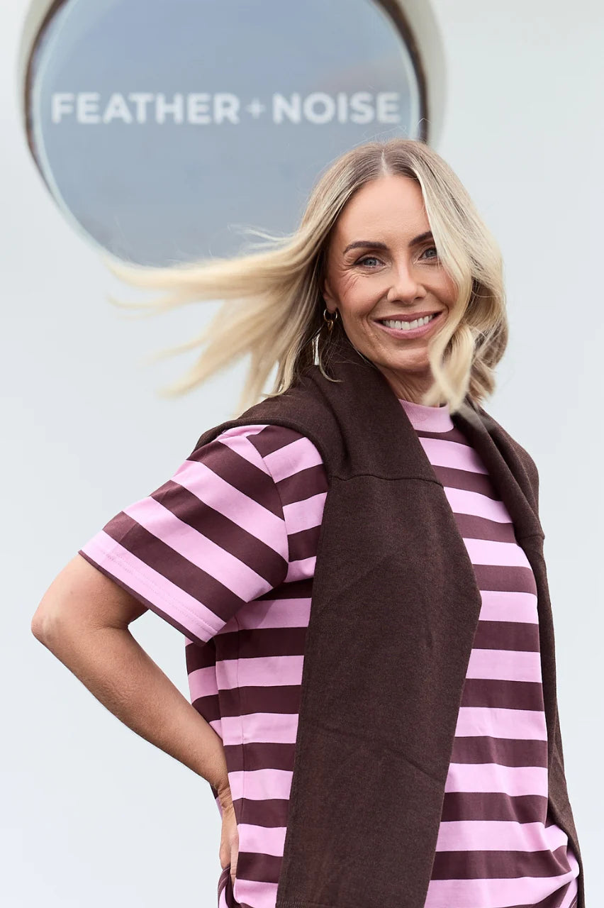 Carter Bold Tee Violet Plum Stripe