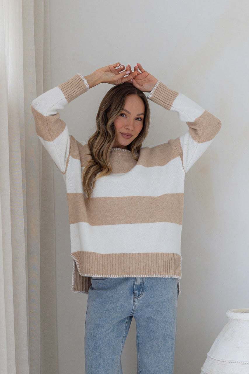 Zali Stripe Canyon Knit Oatmeal