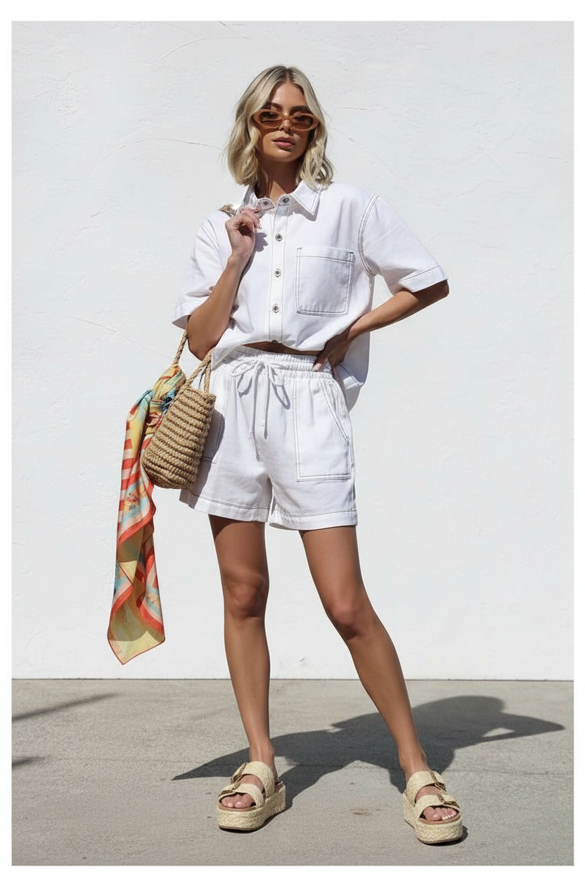 Maya Denim Short White