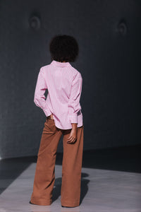 Daisy Stripe Cotton Shirt Pink/White