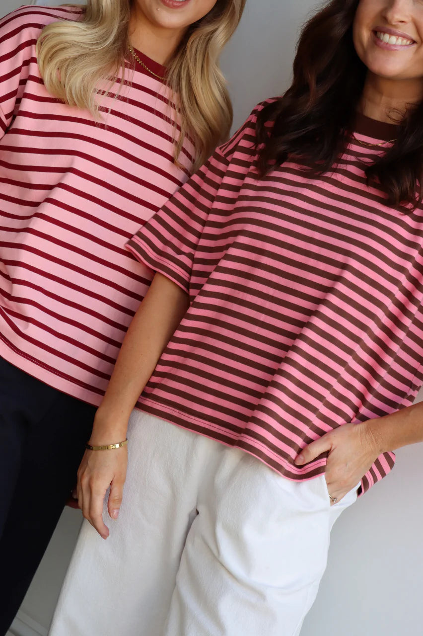Carter Boxy Tee Pink Chocolate