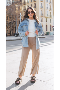 Noah Crop Pant Camel Stripe
