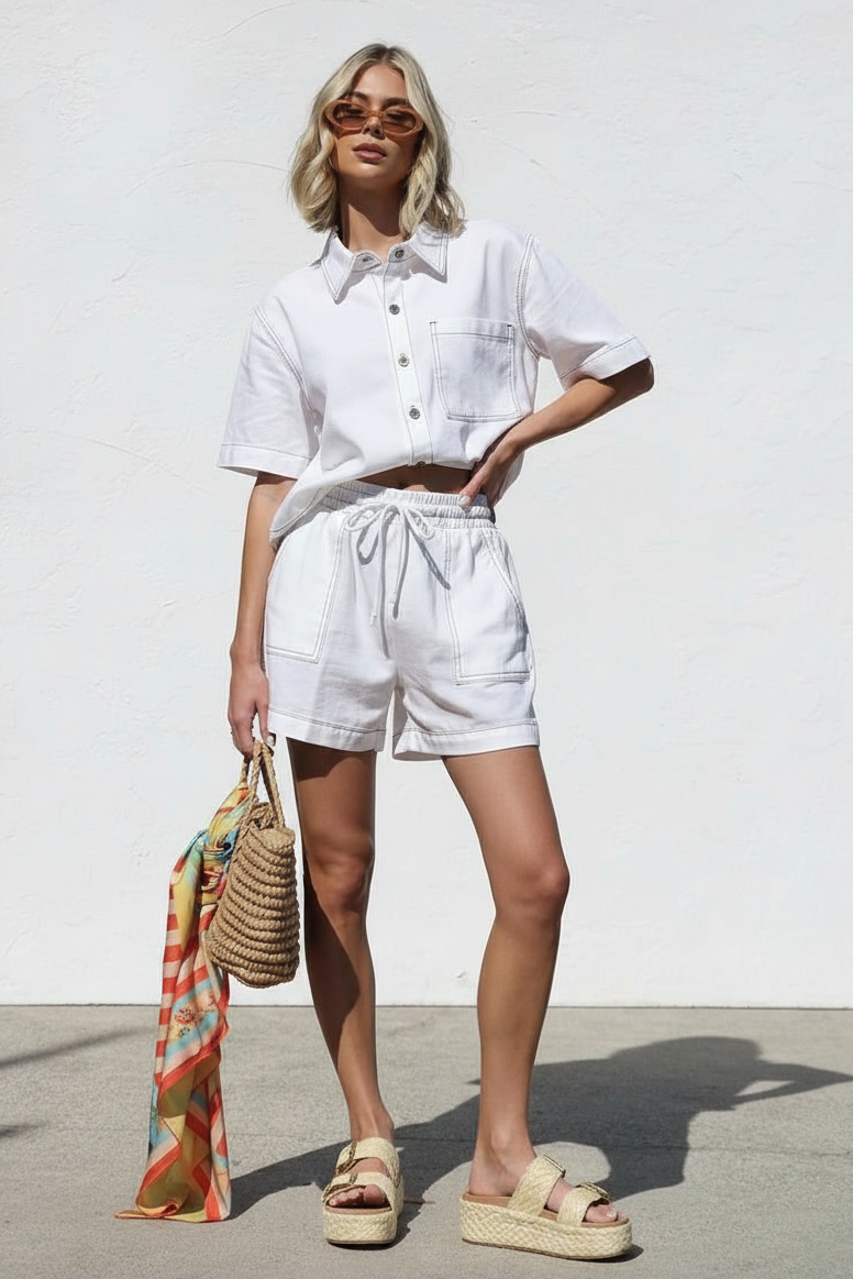 Maya Denim Short White