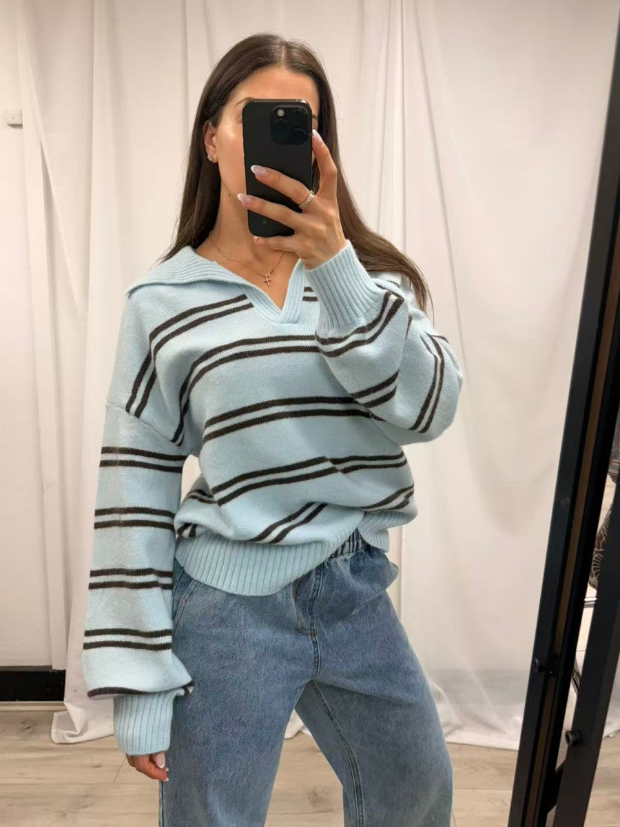 Rory Knit Jumper Blue/Choc