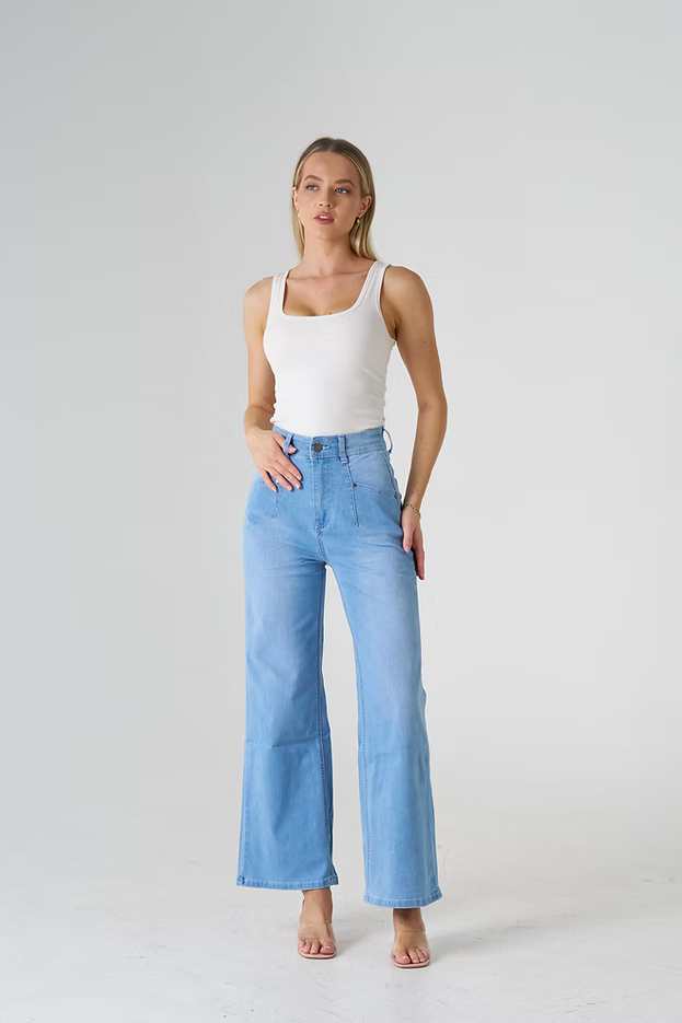 Rachel Wide Leg Jean Light Blue