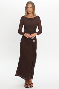 Lara Long Sleeve Dress Chocolate