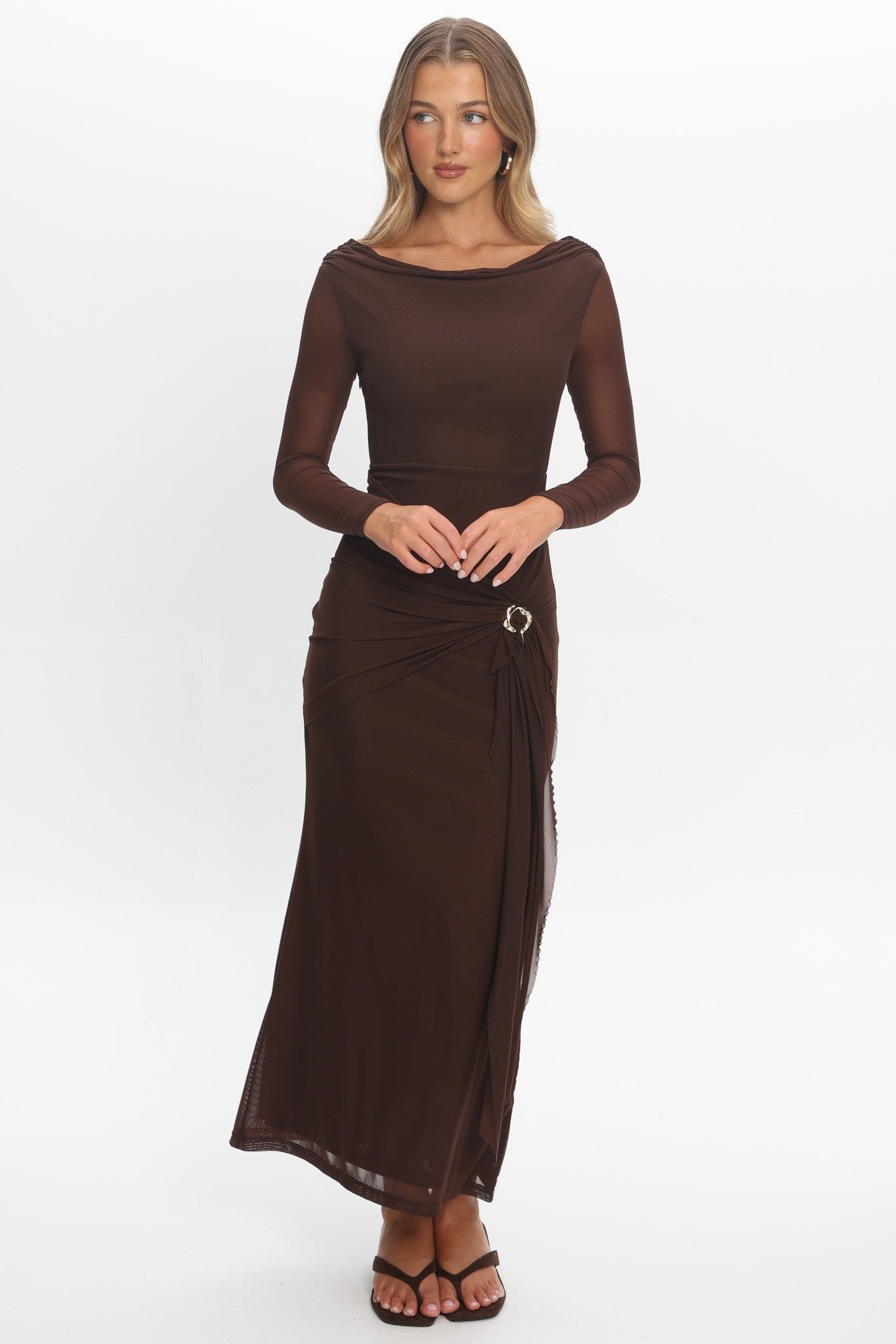 Lara Long Sleeve Dress Chocolate