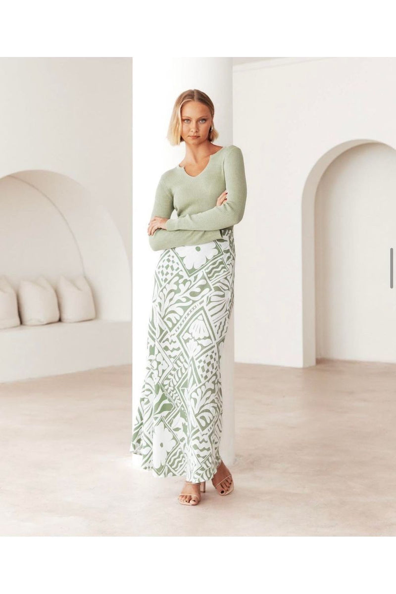 Gabby Rib Top Sage