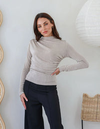 Martini Club Drape Top Latte