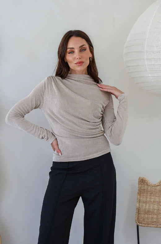 Martini Club Drape Top Latte