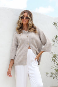 Lennox 3/4 Cardi Taupe