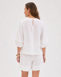 Sydney Puff Sleeve Top White