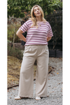 Jasper Knitted Tee Pink Burgundy Stripe
