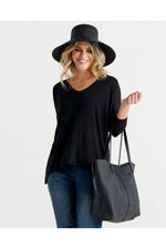 Geneva V-Neck Top Black