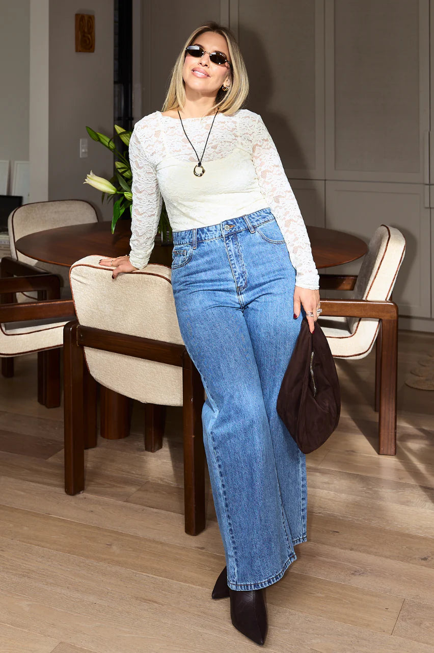 Stevie Cropped Jean Deep Blue