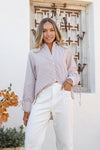 Laura Stripe Shirt Tan/White