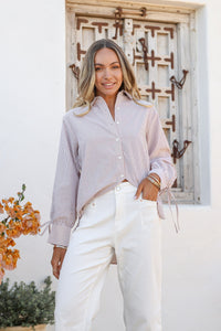 Laura Stripe Shirt Tan/White