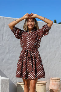 Emmalee Spot Dress Chocolate/White