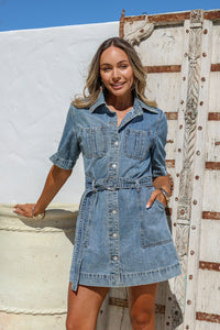Luna Denim Dress Light Blue