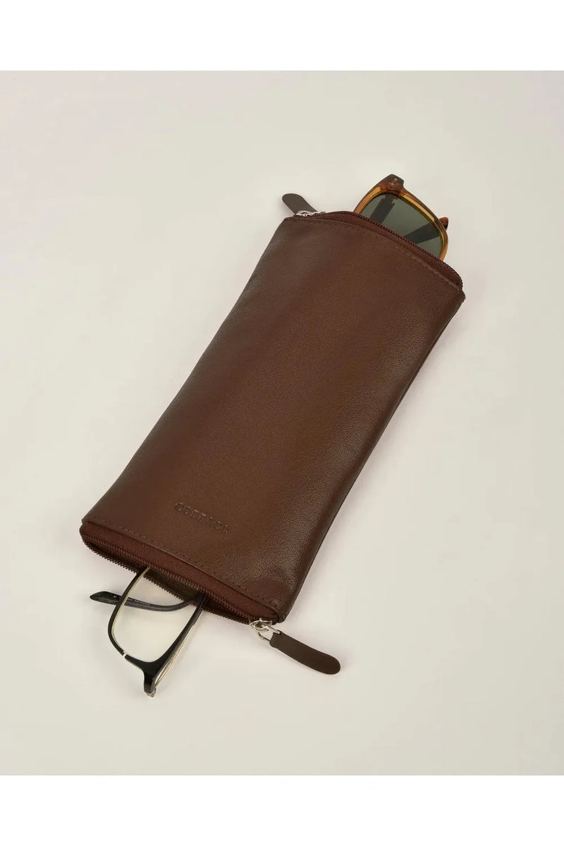 Glasses Leather Dual Case Tan