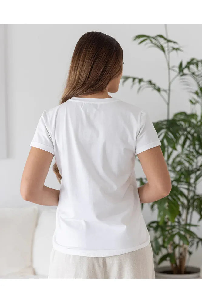 Star Sequin Tee White/Gold