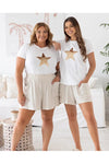Star Sequin Tee White/Gold