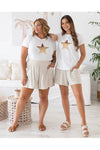 Star Sequin Tee White/Gold
