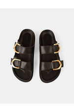 Mint Leather Slide Black
