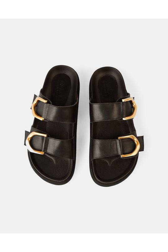 Mint Leather Slide Black