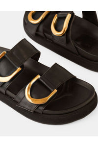 Mint Leather Slide Black