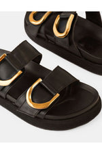 Mint Leather Slide Black