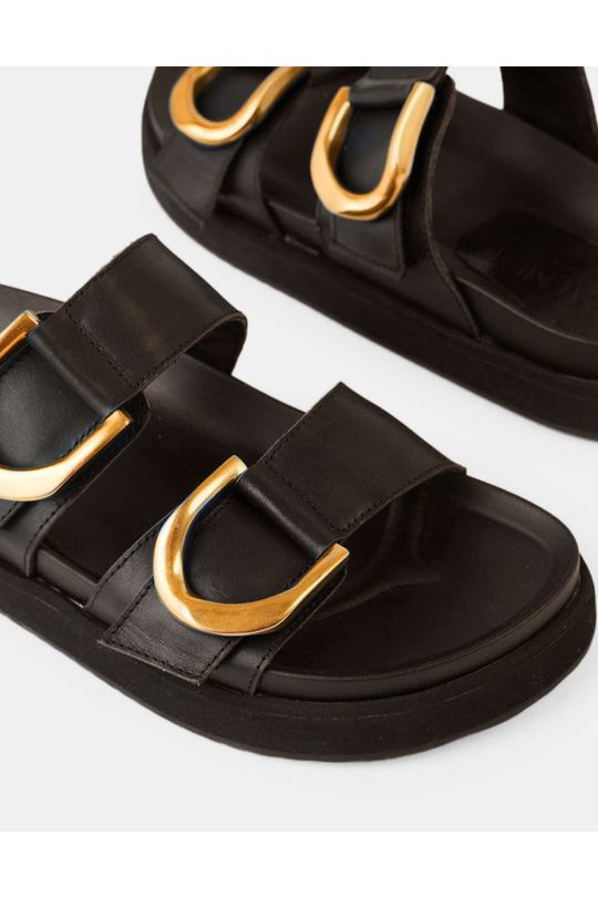 Mint Leather Slide Black