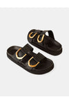 Mint Leather Slide Black