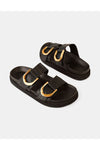 Mint Leather Slide Black