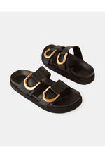 Mint Leather Slide Black