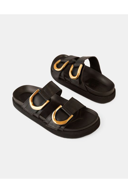 Mint Leather Slide Black