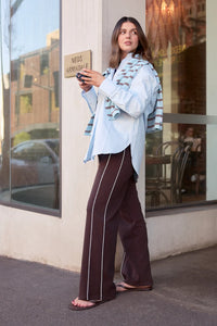 Noah Cropped Pant Dark Chocolate Piping