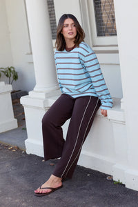 Noah Cropped Pant Dark Chocolate Piping