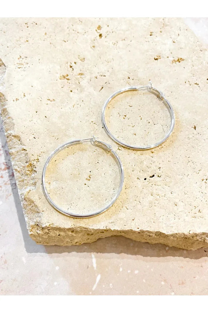 50mm Classic Sterling Silver Hoop