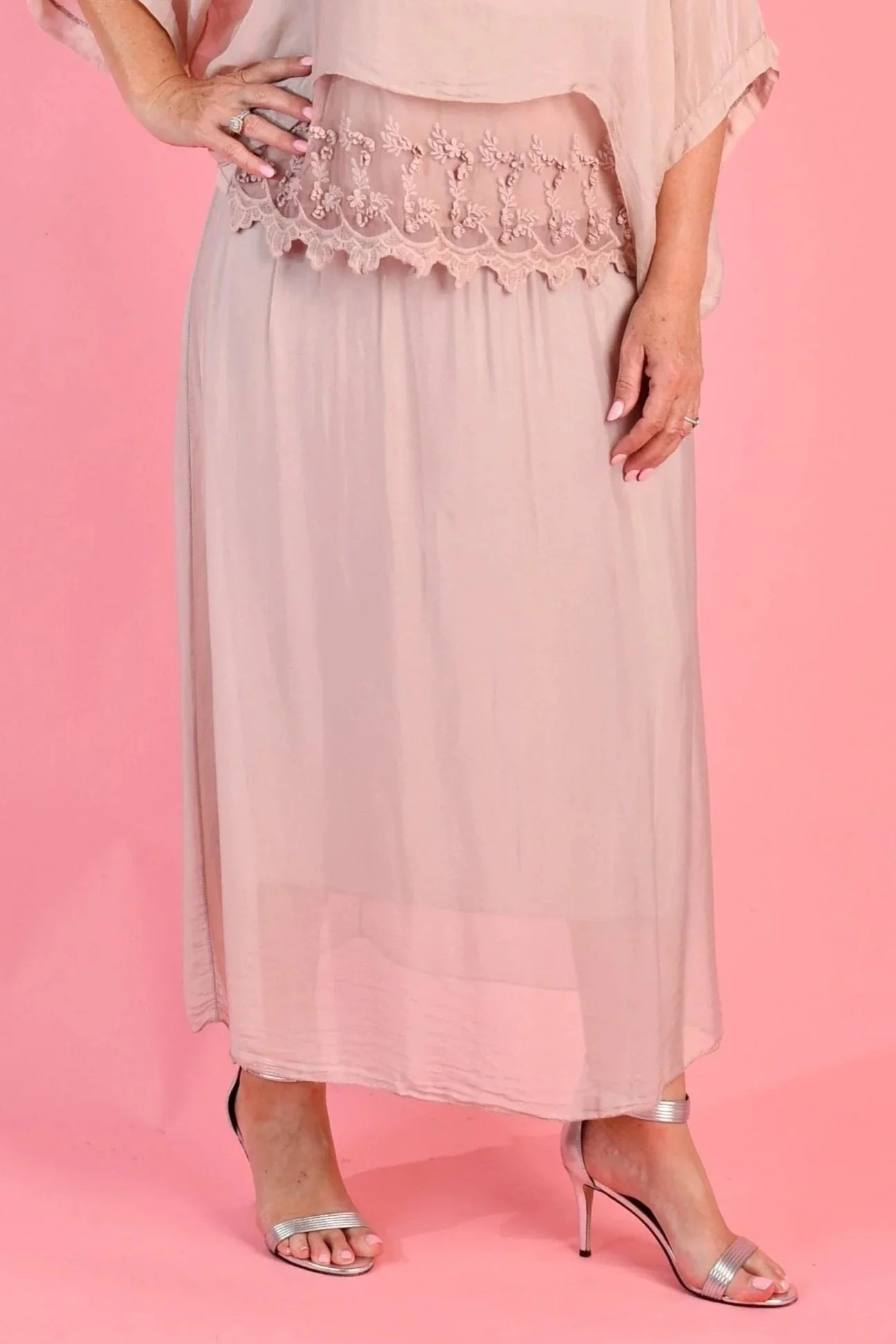 Marta Silk Skirt Blush