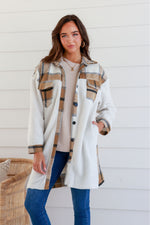 Darla Check Long Shacket Mocha