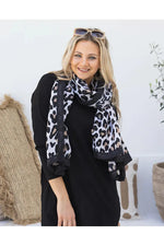 Leopard Print Scarf Black